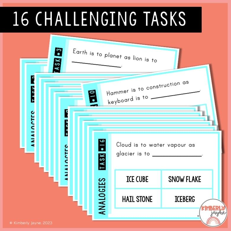 Word Analogy Task Cards Gifted and Talented Students Enrichment 2 Kimberly_jayne_creates_gifted_and_talented_extension_tasks