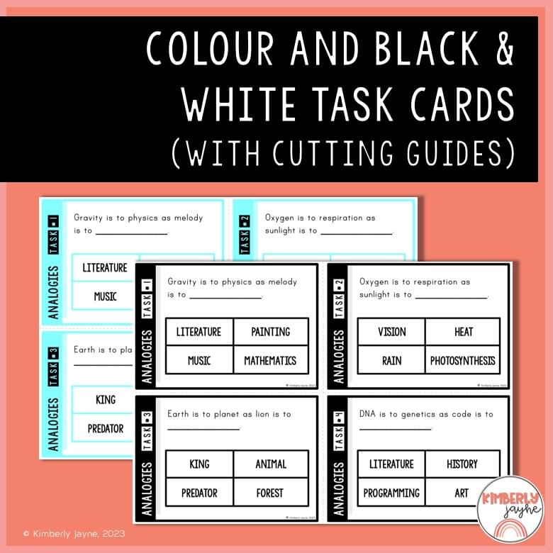 Word Analogy Task Cards Gifted and Talented Students Enrichment 3 Kimberly_jayne_creates_gifted_and_talented_extension_tasks